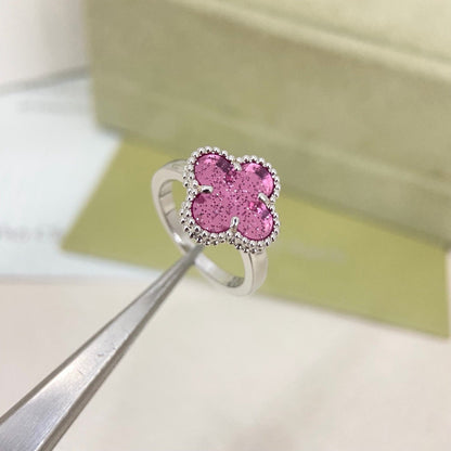 [⭐Luxery]NEW ROSE QUARTZ FOUR-LEAF CLOVER RING