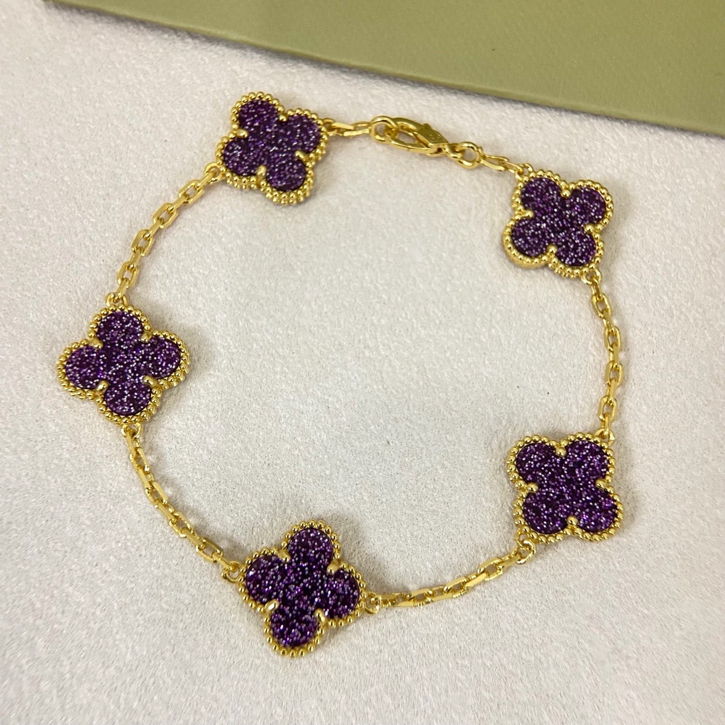 [⭐Luxery]NEW PURPLE SAND-GOLD FOUR-LEAF CLOVER 5-FLOWER BRACELET