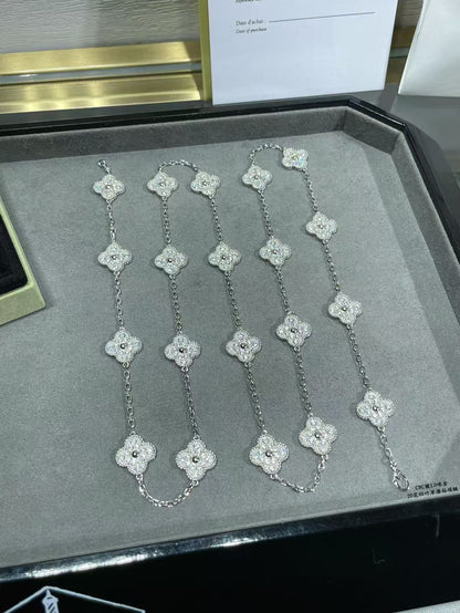 [⭐Luxery]CLOVER 20 MOTIFS FULL-DIAMOND NECKLACE