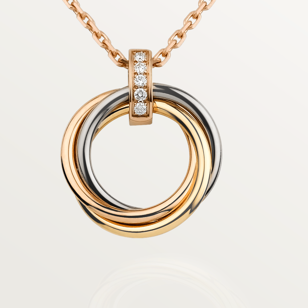 [⭐Luxery]TRINITY NECKLACE GOLD  DIAMONDS