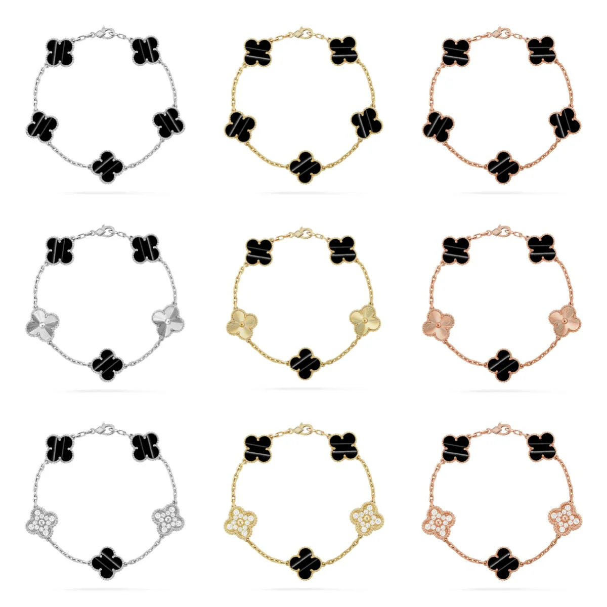 [⭐Luxery] CLOVER 5 MOTIF PULSAR STONE BRACELET COLLECTION