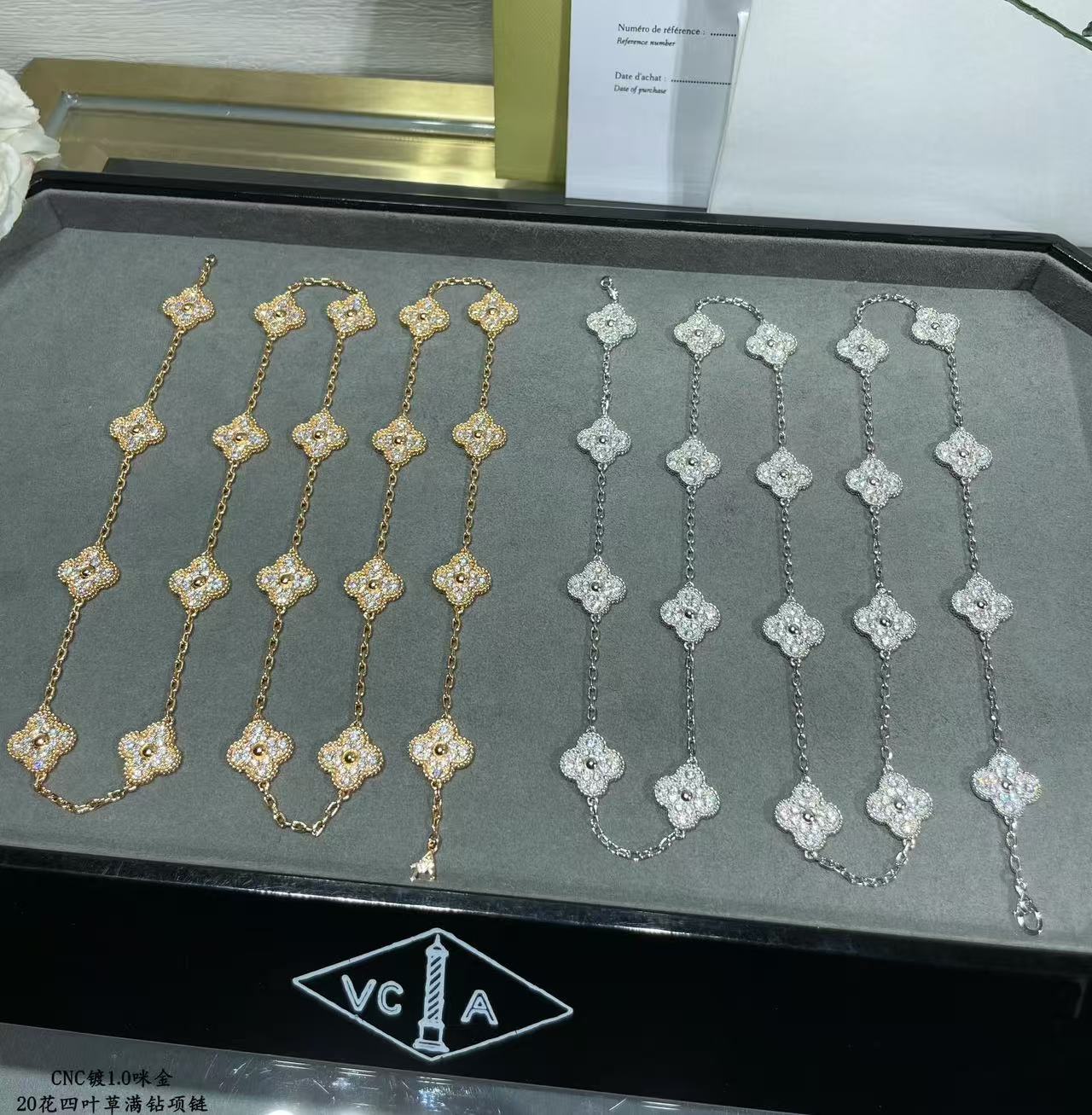 [⭐Luxery]CLOVER 20 MOTIFS FULL-DIAMOND NECKLACE