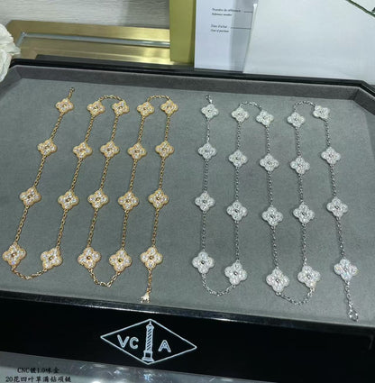 [⭐Luxery]CLOVER 20 MOTIFS FULL-DIAMOND NECKLACE