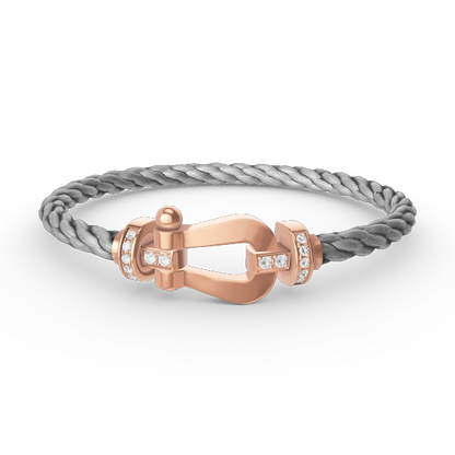 [⭐Luxery]FORCE LARGE HORSESHOE HALF DIAMOND BRACELET ROSE GOLD