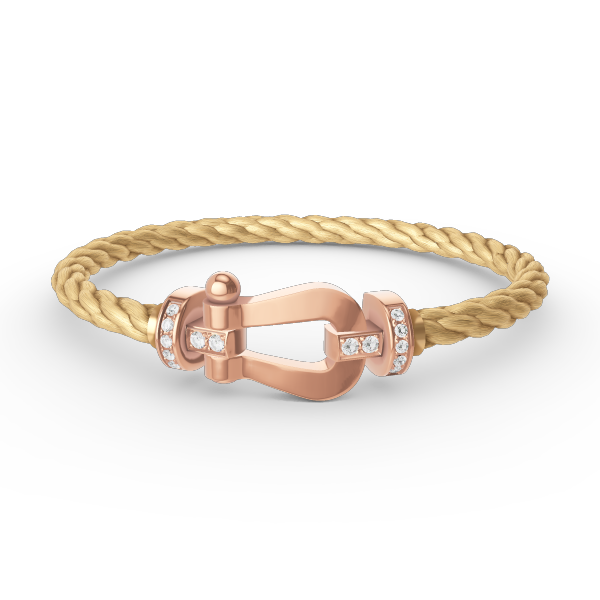 [⭐Luxery]FORCE LARGE HORSESHOE HALF DIAMOND BRACELET ROSE GOLD
