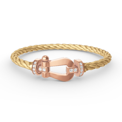 [⭐Luxery]FORCE LARGE HORSESHOE HALF DIAMOND BRACELET ROSE GOLD