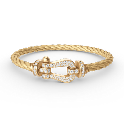 [⭐Luxery]FORCE LARGE HORSESHOE FULL DIAMOND BRACELET GOLD