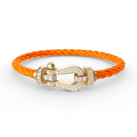 [⭐Luxery]FORCE LARGE HORSESHOE FULL DIAMOND BRACELET GOLD