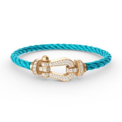 [⭐Luxery]FORCE LARGE HORSESHOE FULL DIAMOND BRACELET GOLD