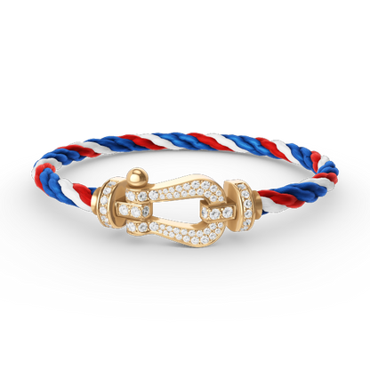 [⭐Luxery]FORCE LARGE HORSESHOE FULL DIAMOND BRACELET GOLD
