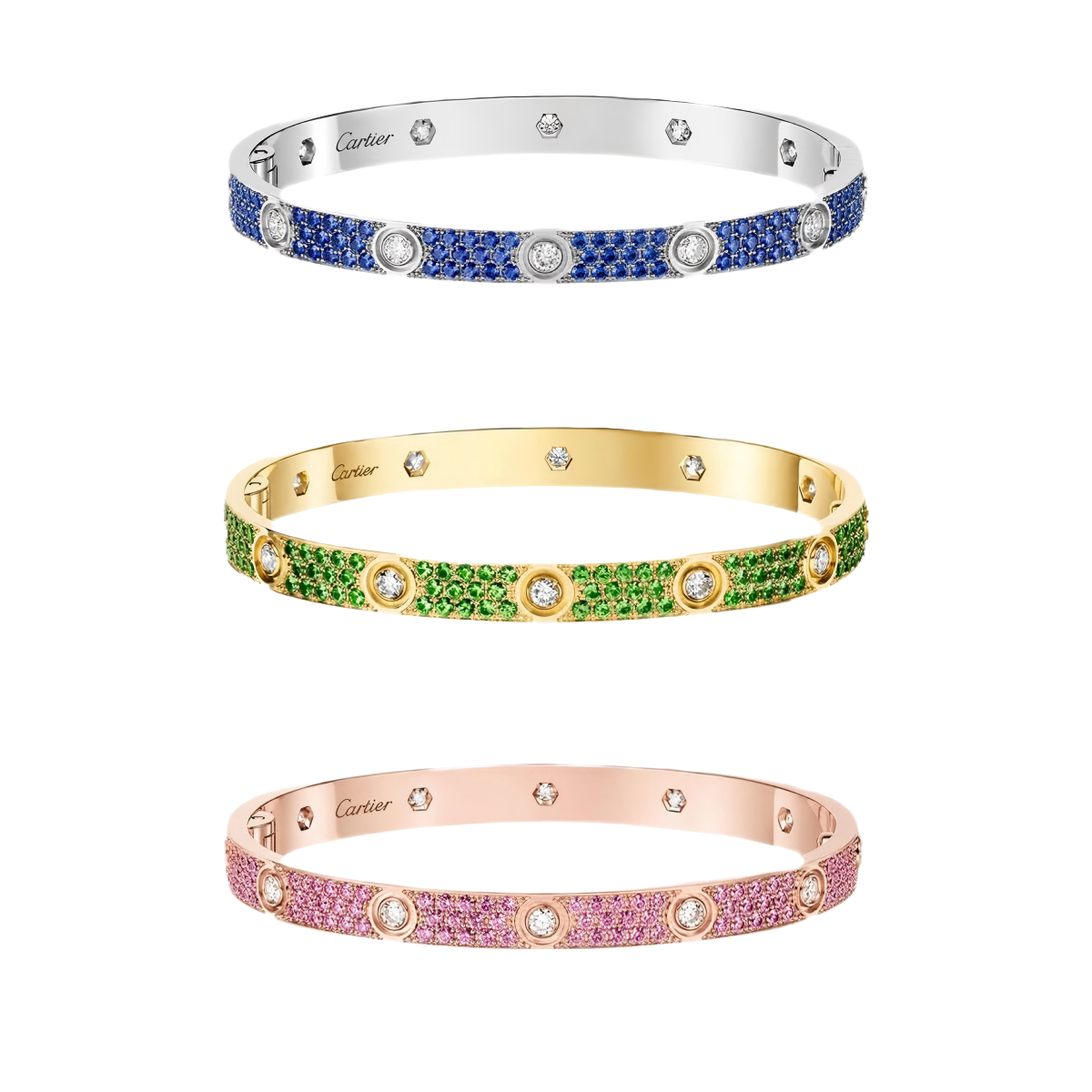 [⭐Luxery]2026 PAVE GEMSTONE LOVE BRACELET 6.1MM 10 DIAMONDS
