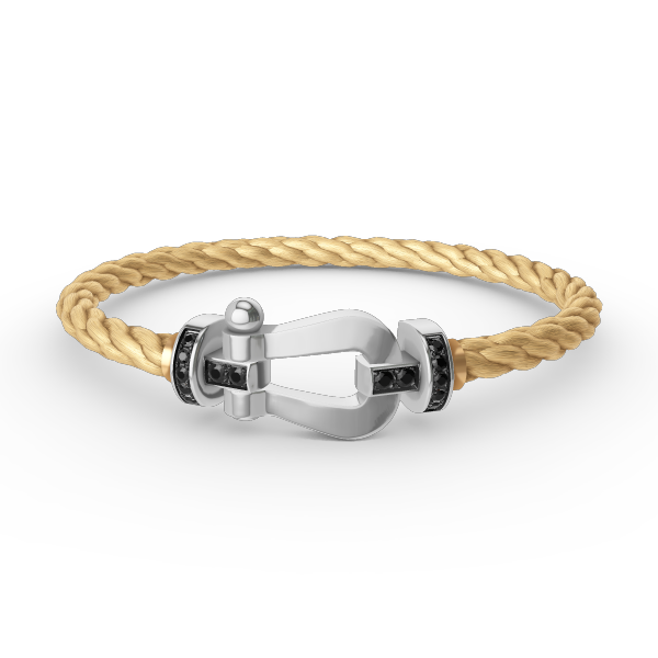 [⭐Luxery]FORCE LARGE HORSESHOE BLACK DIAMOND BRACELET SILVER