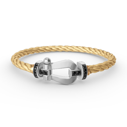 [⭐Luxery]FORCE LARGE HORSESHOE BLACK DIAMOND BRACELET SILVER