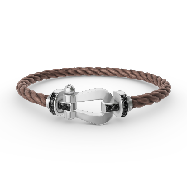 [⭐Luxery]FORCE LARGE HORSESHOE BLACK DIAMOND BRACELET SILVER