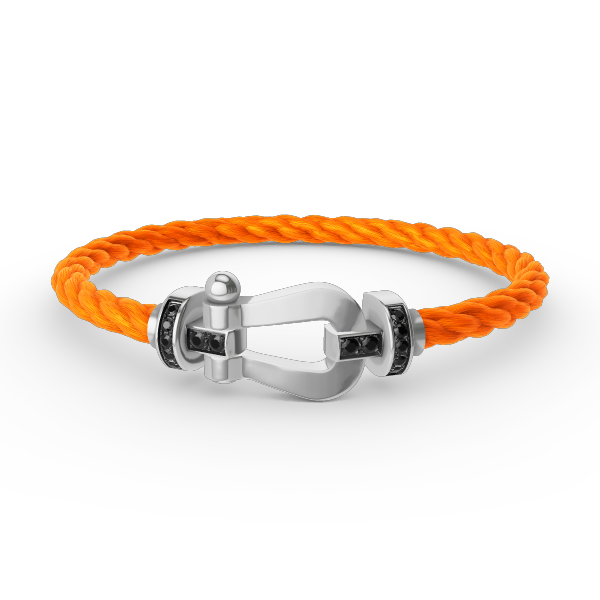 [⭐Luxery]FORCE LARGE HORSESHOE BLACK DIAMOND BRACELET SILVER