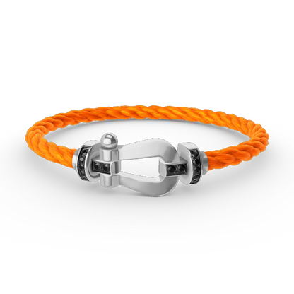 [⭐Luxery]FORCE LARGE HORSESHOE BLACK DIAMOND BRACELET SILVER