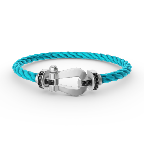[⭐Luxery]FORCE LARGE HORSESHOE BLACK DIAMOND BRACELET SILVER