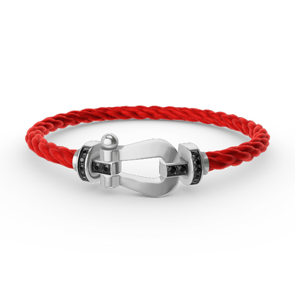 [⭐Luxery]FORCE LARGE HORSESHOE BLACK DIAMOND BRACELET SILVER
