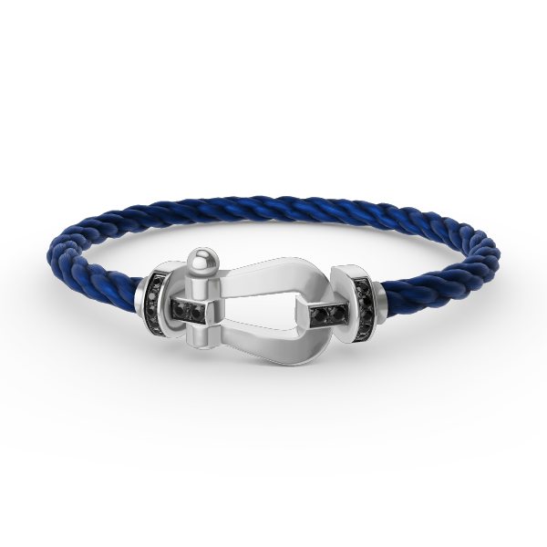 [⭐Luxery]FORCE LARGE HORSESHOE BLACK DIAMOND BRACELET SILVER