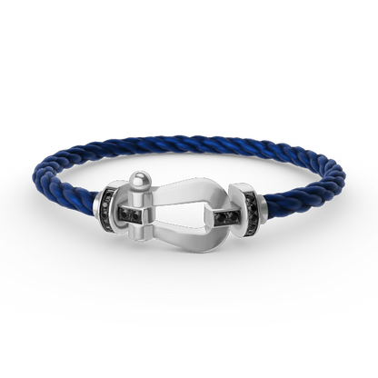 [⭐Luxery]FORCE LARGE HORSESHOE BLACK DIAMOND BRACELET SILVER