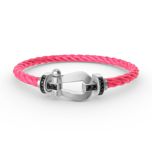 [⭐Luxery]FORCE LARGE HORSESHOE BLACK DIAMOND BRACELET SILVER