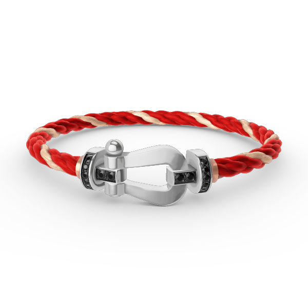 [⭐Luxery]FORCE LARGE HORSESHOE BLACK DIAMOND BRACELET SILVER
