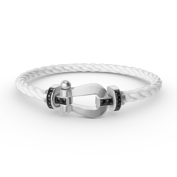 [⭐Luxery]FORCE LARGE HORSESHOE BLACK DIAMOND BRACELET SILVER