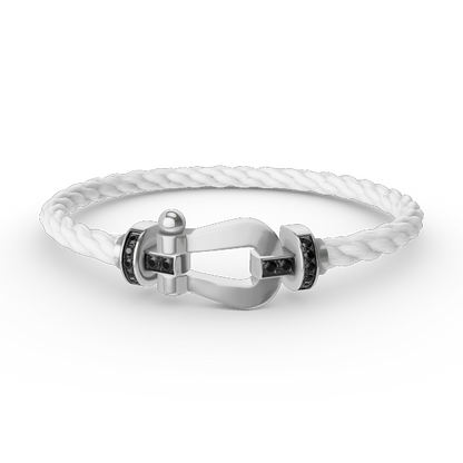 [⭐Luxery]FORCE LARGE HORSESHOE BLACK DIAMOND BRACELET SILVER