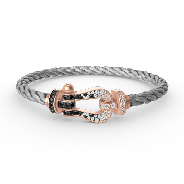 [⭐Luxery]FORCE LARGE HORSESHOE BLACK WHITE DIAMOND BRACELET ROSE GOLD