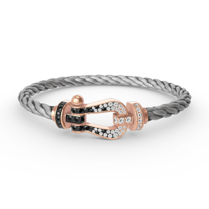 [⭐Luxery]FORCE LARGE HORSESHOE BLACK WHITE DIAMOND BRACELET ROSE GOLD