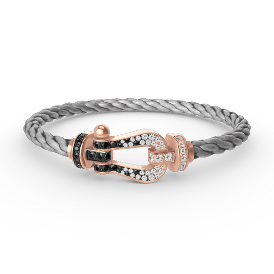[⭐Luxery]FORCE LARGE HORSESHOE BLACK WHITE DIAMOND BRACELET ROSE GOLD