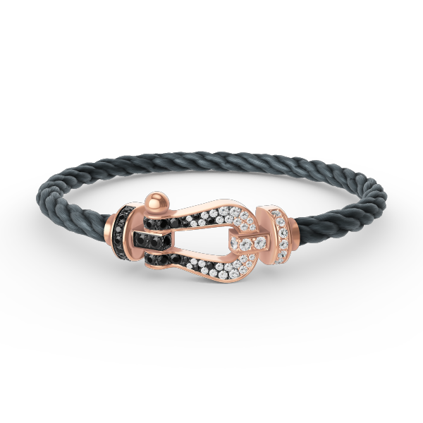 [⭐Luxery]FORCE LARGE HORSESHOE BLACK WHITE DIAMOND BRACELET ROSE GOLD