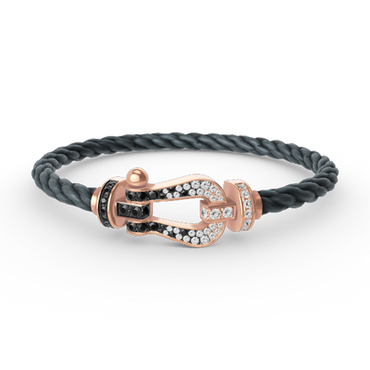 [⭐Luxery]FORCE LARGE HORSESHOE BLACK WHITE DIAMOND BRACELET ROSE GOLD