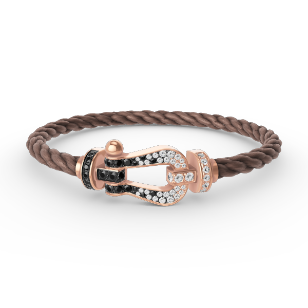 [⭐Luxery]FORCE LARGE HORSESHOE BLACK WHITE DIAMOND BRACELET ROSE GOLD