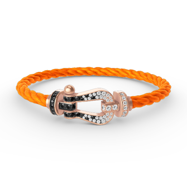 [⭐Luxery]FORCE LARGE HORSESHOE BLACK WHITE DIAMOND BRACELET ROSE GOLD