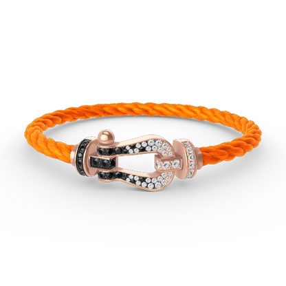 [⭐Luxery]FORCE LARGE HORSESHOE BLACK WHITE DIAMOND BRACELET ROSE GOLD