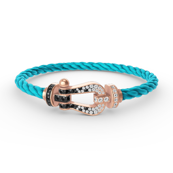 [⭐Luxery]FORCE LARGE HORSESHOE BLACK WHITE DIAMOND BRACELET ROSE GOLD