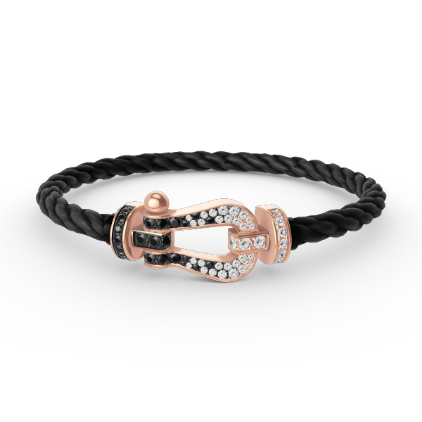 [⭐Luxery]FORCE LARGE HORSESHOE BLACK WHITE DIAMOND BRACELET ROSE GOLD