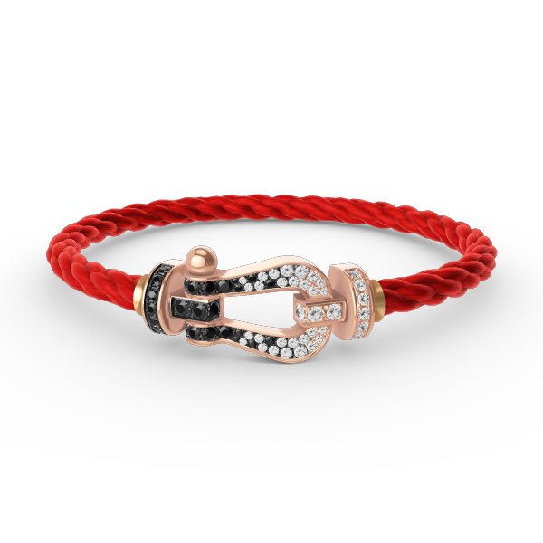 [⭐Luxery]FORCE LARGE HORSESHOE BLACK WHITE DIAMOND BRACELET ROSE GOLD