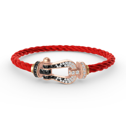 [⭐Luxery]FORCE LARGE HORSESHOE BLACK WHITE DIAMOND BRACELET ROSE GOLD