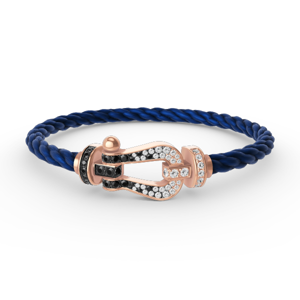 [⭐Luxery]FORCE LARGE HORSESHOE BLACK WHITE DIAMOND BRACELET ROSE GOLD