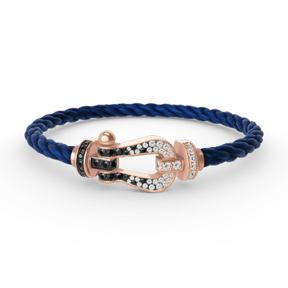 [⭐Luxery]FORCE LARGE HORSESHOE BLACK WHITE DIAMOND BRACELET ROSE GOLD