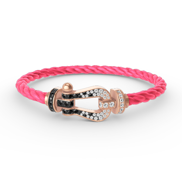 [⭐Luxery]FORCE LARGE HORSESHOE BLACK WHITE DIAMOND BRACELET ROSE GOLD