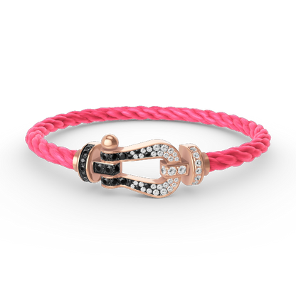 [⭐Luxery]FORCE LARGE HORSESHOE BLACK WHITE DIAMOND BRACELET ROSE GOLD