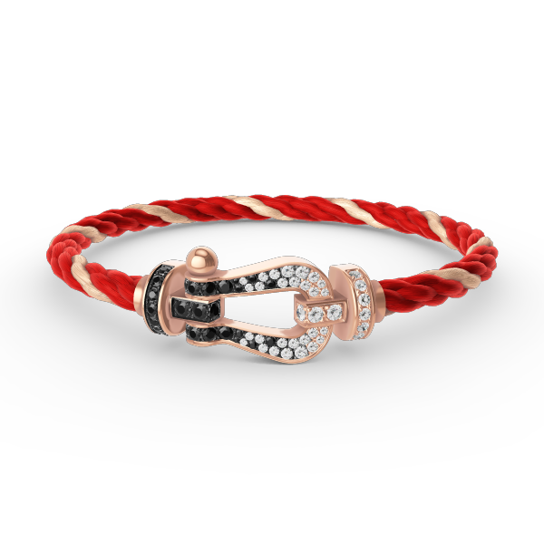 [⭐Luxery]FORCE LARGE HORSESHOE BLACK WHITE DIAMOND BRACELET ROSE GOLD