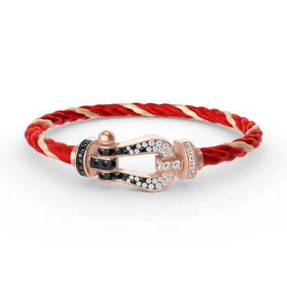[⭐Luxery]FORCE LARGE HORSESHOE BLACK WHITE DIAMOND BRACELET ROSE GOLD