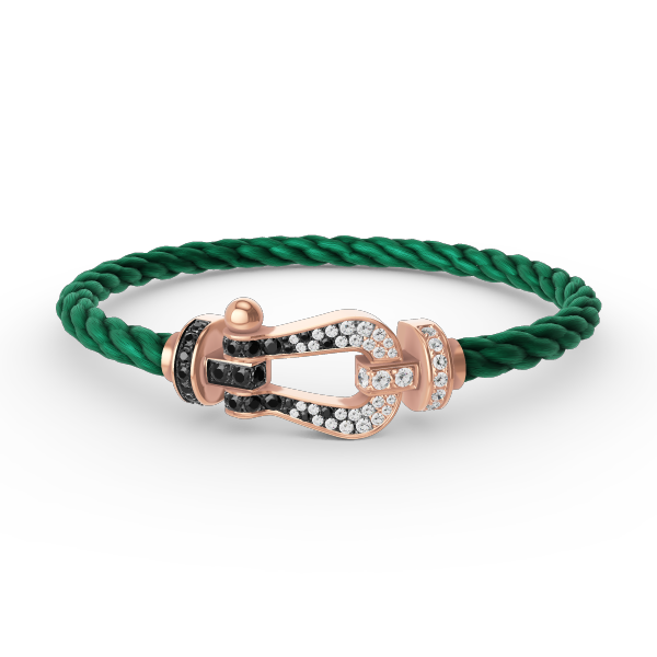 [⭐Luxery]FORCE LARGE HORSESHOE BLACK WHITE DIAMOND BRACELET ROSE GOLD