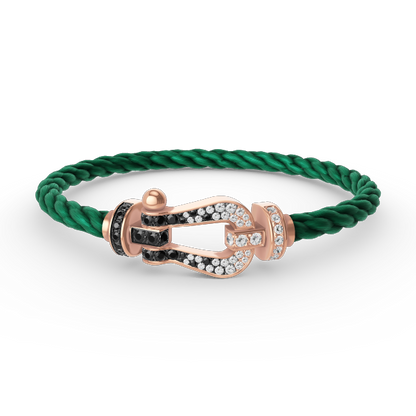 [⭐Luxery]FORCE LARGE HORSESHOE BLACK WHITE DIAMOND BRACELET ROSE GOLD