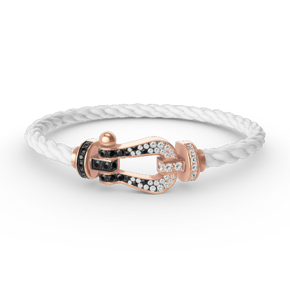 [⭐Luxery]FORCE LARGE HORSESHOE BLACK WHITE DIAMOND BRACELET ROSE GOLD