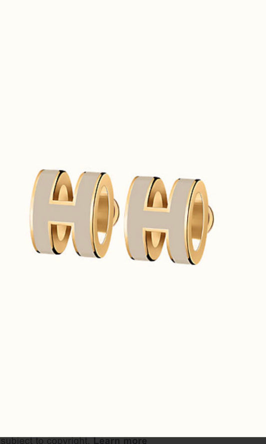 [⭐Luxery]MINI POP H GOLD EARRINGS GREY